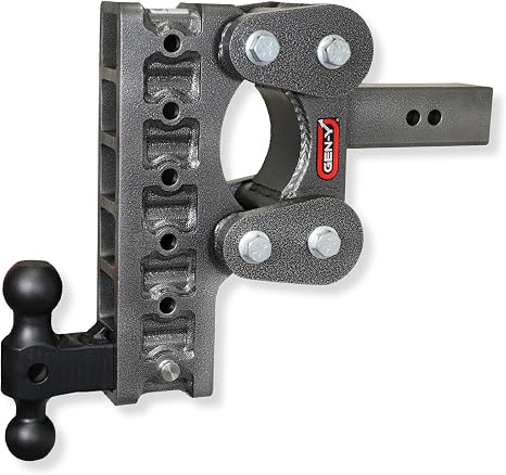 GEN-Y Hitch Heavy Duty Tow Hitch for 2.5" Receiver - 10" Drop/Rise with 6 Adjustable Positions, Includes Dual Ball Mount and Locking Pin, 16,000 lbs Towing Capacity, 1,700 lbs Tongue Weight