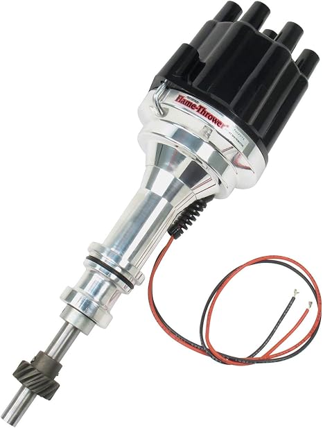 Pertronix D130800 Flame-Thrower Plug and Play Non Vacuum Advance Black Cap Billet Electronic Distributor with Ignitor II Technology for Ford Small Block