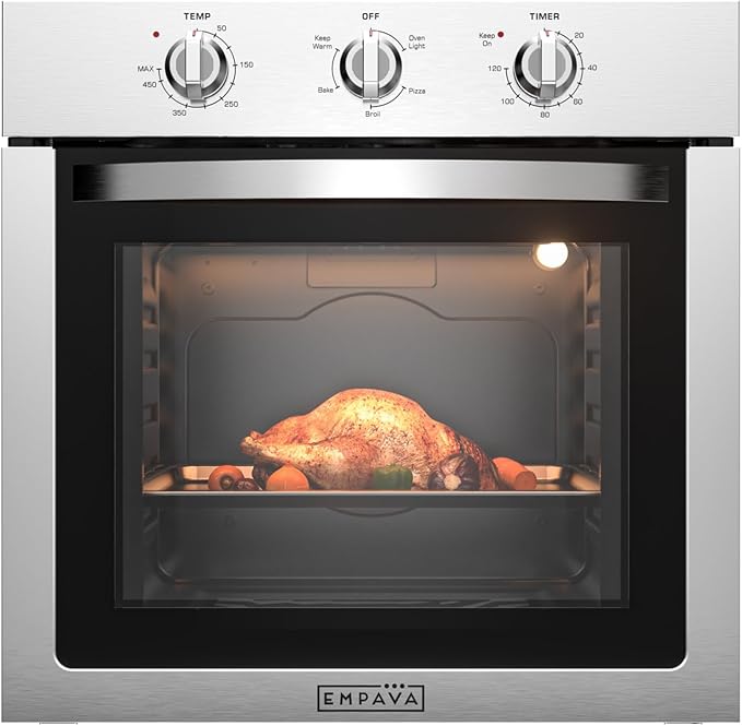 Empava 24 inch Electric Single Wall Oven with 4 Basic Cooking Modes