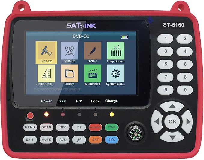 ST-5150 DVB-S2/T2/C COMBO HD Satellite TV Signal Finder Digital Handheld Signal Meter Satellite Finder H.265 HEVC MPEG-4 4.3 Inch TFT LCD