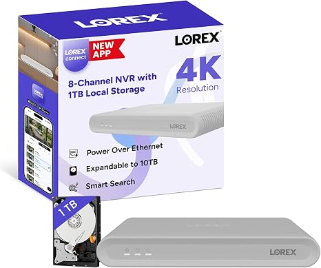 Lorex Connect (New App) | V-Series | 4K 8-Channel 1TB Network Video Recorder
