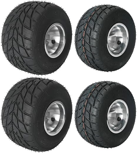 3 Stud Front 10x4.50-5 & Rear 11x7.10-5 Go Kart Wheels Racer Tire 4-Ply Tubeless Tyre for Mini Bike ATV Quad Drift Trike Lawn Mower