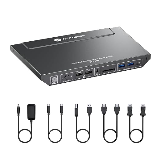 AV Access KVM Switch Docking Station for 2 Monitors 2 Computers