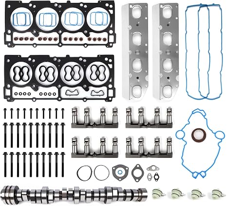 NON MDS Lifter and Camshaft Kit w/Head Gaskets & Bolts Compatible with 2009-2015 Dodge Ram 1500 Durango 5.7L Hemi V8 53022263AF 53021720AB