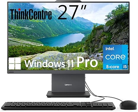 Lenovo ThinkCentre All-in-One Desktop Computer, 27" FHD IPS Display, 8-core Intel Core i5-13420H, 16GB DDR5, 512GB SSD, Wi-Fi 6, USB-C, HDMI in&Out, Wired KB&Mouse, Windows 11 Pro