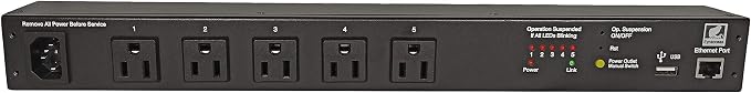 netBooter NP-05B Remote Switched PDU with 5 Power Outlets, 120V/15A. Control via Web, telnet, or USB
