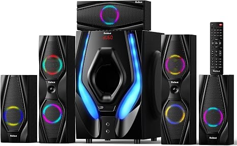 Bobtot Home Theater Systems Surround Sound Speakers,1200 Watts Peak | 10 inch Subwoofer 5.1/2.1 Channel Audio Stereo System with ARC Optical Bluetooth Input for TV Ultra HD AV DVD FM Radio USB
