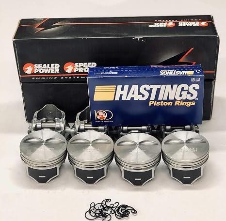 Speed Pro Hypereutectic Coated Pistons (8) H860CP +.030" moly rings compatible with Chevy 350 383. For 3.750" Stroke Cranks. (.030" Bore 4.030")