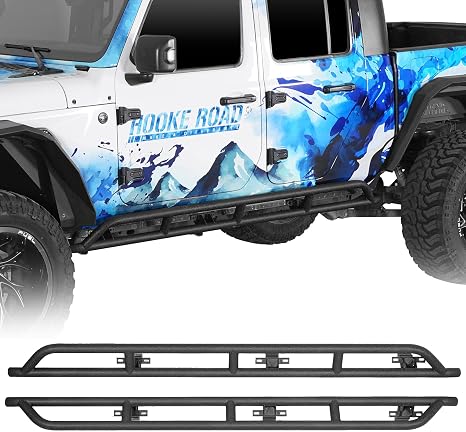 Hooke Road Gladiator Rock Sliders Side Rail Steps Rocker Guards for 2020-2026 Jeep Gladiator JT, Heavy Duty Running Board Nerf Bars for Offroad - 2PCS
