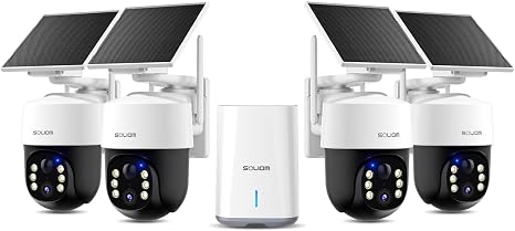 SOLIOM 4K Solar Security Cameras Wireless Outdoor System, 4-Cam Kit