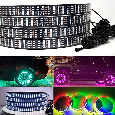 15.5" Chasing Color LED Wheel Ring Light Kit - 4 Rows 2352 LEDs, RGBW Dream Color Dancing Rim Lights with App Control, Waterproof Underglow Lighting for Jeep, Truck, SUV, Pickup (4 Pcs)