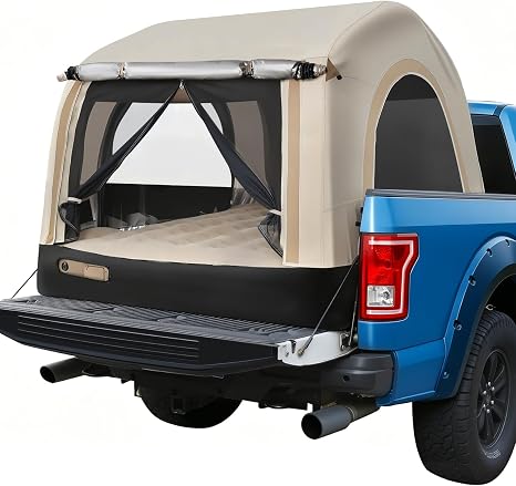 Truck Bed Tent for 5.5ft-6.7ft,Auto Inflate Deflate Built in Wireless Rechargeable Air Pump,Waterproof Pickup Tent Air Mattress Camping for Ford F150, Silverado