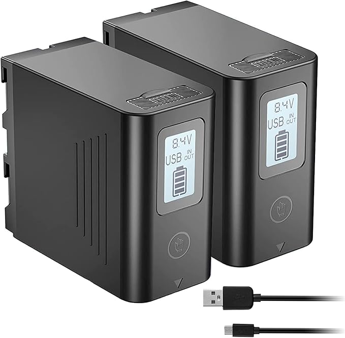 2 Pack NP-F970 Battery Compatible with Sony Handycams 8800mAh