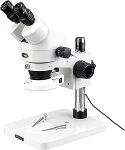 AmScope SM-1BSZ-64S-R 90X Inspection Dissecting Zoom Power Stereo | 3.5X-90X Magnification Range Stereo Zoom Microscope LED Ring Light