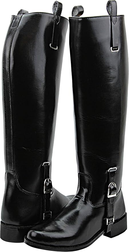 Mens Man Dignity Dress Dressage Horse Riding Boots Stylish Fashion Equestrian Pull On Black