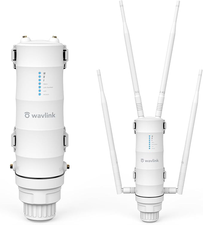 WAVLINK AC1200 Outdoor WiFi Range Extender, Weatherproof Dual Band Outdoor Access Point with POE, High Power Long Range WiFi Extender, 4x7dBi Antennas, AP/Router/Repeater Mode