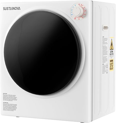 Elevon 800W Portable Clothes Dryer 2.6 cu.ft Electric Drying Machine for Laundry with Stainless Steel Tub for Apartment, Rvs, Dorms, Compact Dryer for Small Space, White
