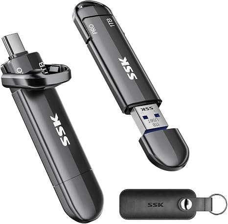 SSK 1TB USB Flash Drive SSD External Thumb Drive Dual USBC+A Up to 1000MB/s