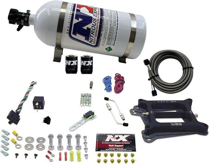 Nitrous Express 30040-10 4150 50-300 HP 4-BBL Gasoline Conventional Stage 6 Plate System with 10 lbs. Bottle