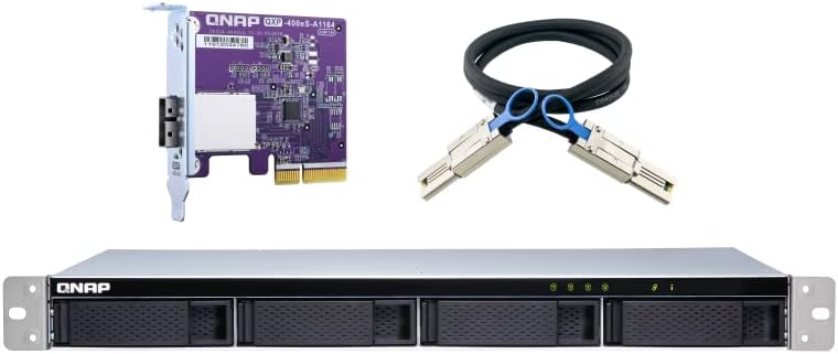 QNAP TL-R400S 4 Bay 1U Rackmount SATA 6Gbps JBOD Storage Enclosure | PCIe SATA interface card (QXP-400eS-A1164) included