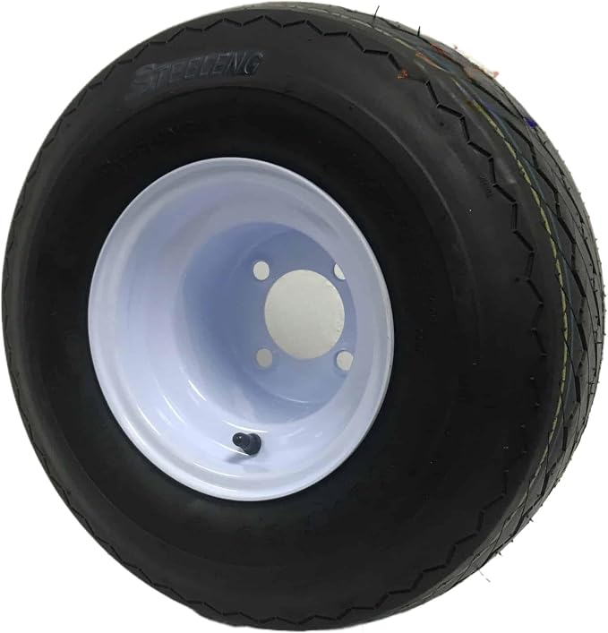 18x8.5-8 OEM Golf Cart Wheels and White Steel Tires Combo - Set of 4