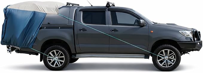 DAC Truck Bed Tent– Pickup Truck Tent for Caps, Fits Ford Maverick. Jeep Gladiator, Ford Ranger, Nissan Frontier, Rivian R1T, Tesla Cybertruck – Tailgate Width ≤58" – Compatible with Camping Shells