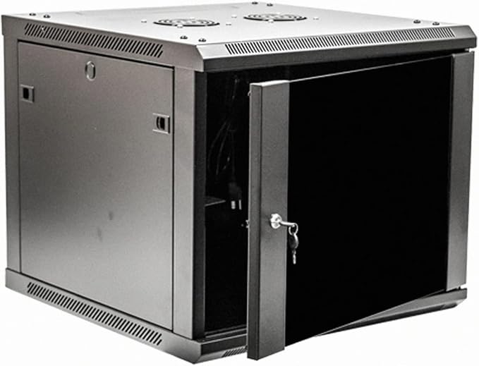 Navepoint 9U Deluxe IT Wallmount Cabinet Enclosure 19-Inch Server Network Rack with Locking Glass Door 24-Inches Deep Black