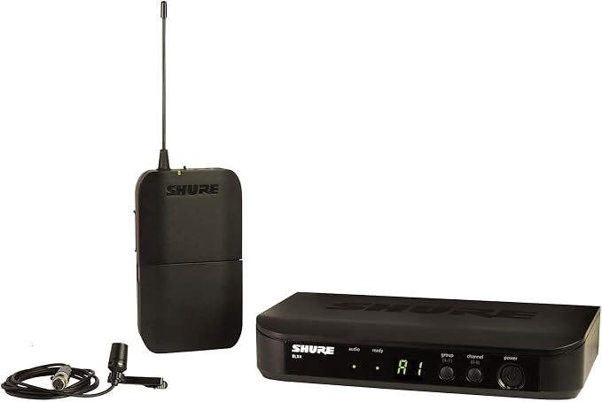 Shure BLX14/CVL Lavalier Audio System J11 Band (596–620 MHz) – BLX4 Receiver, BLX1 Bodypack & CVL Clip-On Lavalier Mic, Up to 14 Hr Battery, 300 ft Range