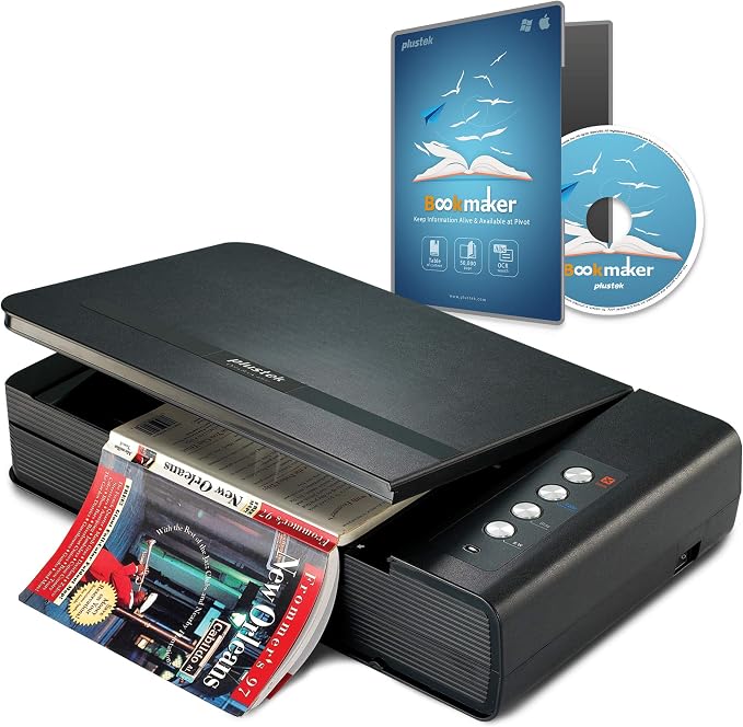 Plustek OpticBook 4900 Flatbed Scanner + File Sorting Software eBook Maker