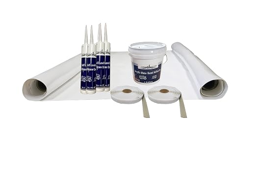Class A Customs EPDM Kit | 8.5 ft Wide X 20 ft Long | RV Rubber Roof Kit | RV Camper Trailer Rubber Roof Repair | Membrane Glue and Caulk