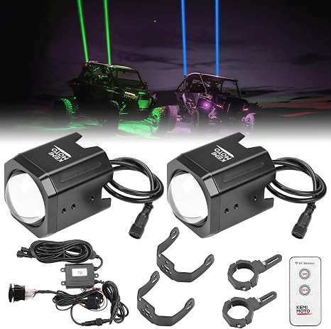 KEMIMOTO 70mm Whipless LED Whip Lights, 2 Pack Colors Spot Beam