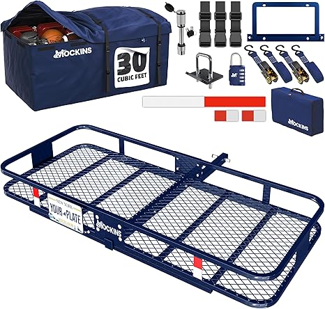Mockins 60"x30"x6" Navy Trailer Hitch Cargo Carrier w/ 500 Lbs Capacity