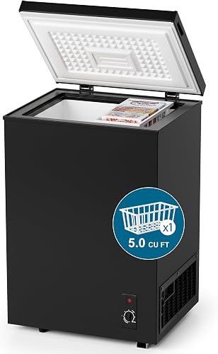 Chest Deep Freezer - Manual Defrost, Black - 5.0 Cu. Ft