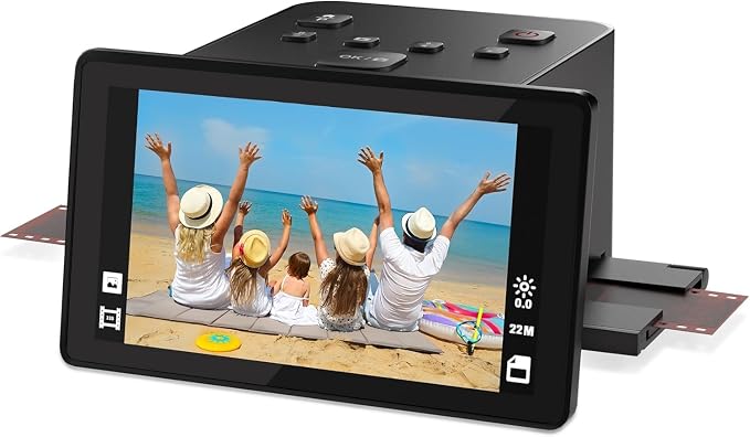 22MP Film & Slide Scanner with 5" LCD, Converts 35mm 126 110