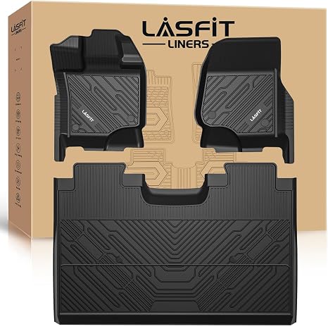 LASFIT Floor Mats for Ford F-150 2015-2026 SuperCrew, w/o Fold Flat Storage | F150 Lightning 2022-2025 SuperCrew Carpet Floor, All Weather TPE Protector Easy Clean Anti-Slip Truck Floor Liners