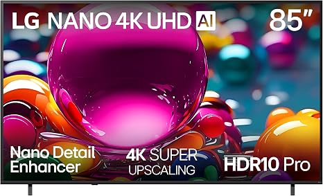 LG 85-Inch Class Nano AI 4K NU85 Series Smart TV w/AI Sound Pro, HDR10, AI 4K Super Upscaling, Filmmaker Mode, Wow Orchestra, Compatible with Alexa (85NU850BPUA, 2026)