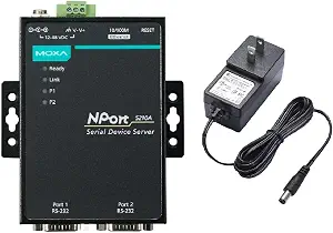 Moxa NPort 5210A with Adapter - 2-Port RS-232 Device Server, 0 to 60°C Operating Temperature