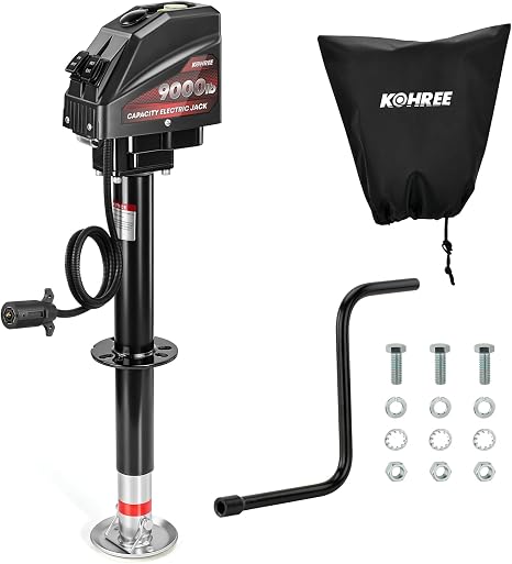 Kohree 9000 lbs Electric Trailer Jack with 7 Way Plug, 12V, Built-in Level
