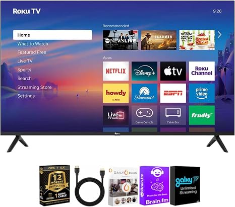 Roku 50" Select Series 4K QLED TV HDMI CPS Streaming Bundle 2026 | 50" 4K QLED Smart TV with HDMI Cable, Streaming Bundle & 12 Month CPS Warranty Included.