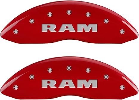 MGP Caliper Covers - Brake Caliper Covers 2019-2020 Ram 1500 2021 Ram 1500 (Standard Rear Caliper) Front and Rear Set - Ram Logo - Red