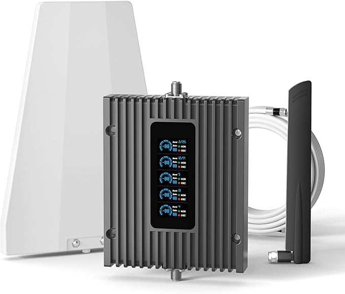 Cell Phone Booster for Home with LCD, 5G 4G LTE, Covers Up to 3,000 Sq. Ft