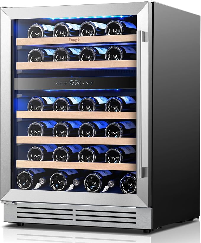 Yeego 24'' Wine Fridge - 52 Bottles Dual Zone Wine Cooler Refrigerator