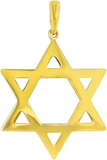 14k Yellow Gold Medium Star of David Pendant with High Polish