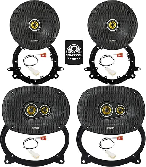 KICKER Front & Rear Door 6x9 & 6.5 Speakers Kit for Toyota Highlander 14-19 Upgrade Kit - 2 Pairs of CS Series 6x9 and 6 1/2 Inch Speakers with Adapters and Harnesses - 46CSC6934 & 46CSC654