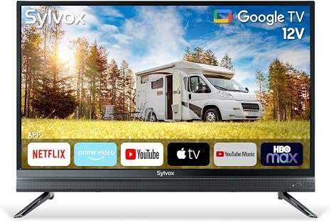 SYLVOX 32 inch RV TV, 12V TV for RV Camper, 1080P Smart TVs Flat Screen | DC/AC Power, 9-32V, Low Energy Consumption, Seismic Design, Support Bluetooth WiFi, for Car RV Camper Truck & Home Kitchen