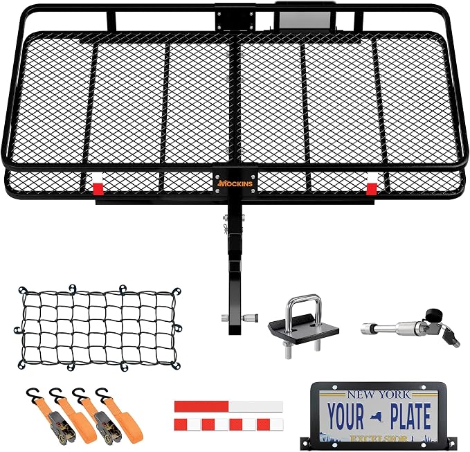 Mockins 60"x24"x6" XL Heavy Duty Trailer Hitch Cargo Carrier w/ 500 Lbs Cap