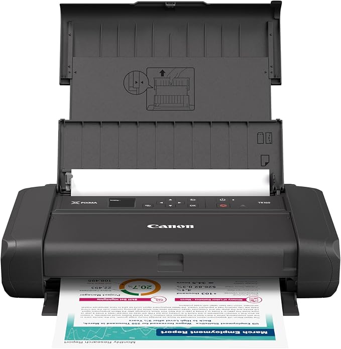Canon PIXMA TR160 Wireless Portable Lightweight Compact Printer, 50-Sheet Paper Tray and 1.44" Display - Print On-The-Go
