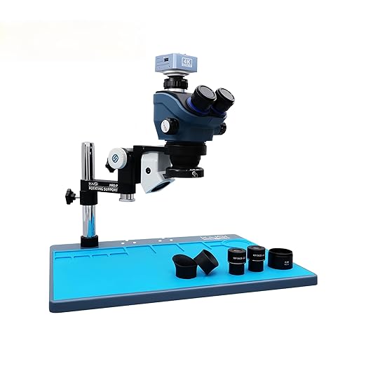 Kaisi TX-350s Plus Trinocular Stereo Microscope Set 4K Video Camera 3.5X-100X Zoom Simul Focal Trinocular Microscope for PCB Repair(Package 1)