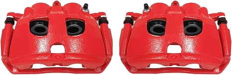 PowerStop Rear Red Powder Coated Brake Caliper Pair for Dodge Ram 2500 2009-10 |Ram 3500 2009-10 |Ram 1500 2012 |2500 2011-18 |3500 2011-18 - High-Temp Brake Caliper Upgrade, S5174