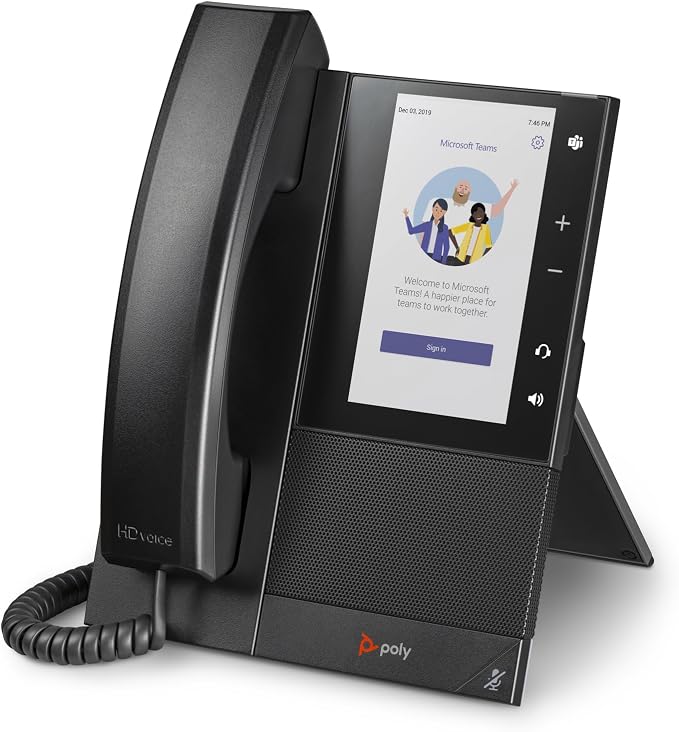 Plantronics CCX 505 Phone with Handset (Poly), Wi-Fi Enabled, 5" LCD Display, Bluetooth & USB Headset Ports, Microsoft Teams Certified,Black